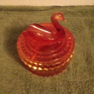 Vintage Swan Glass Trinket Box
